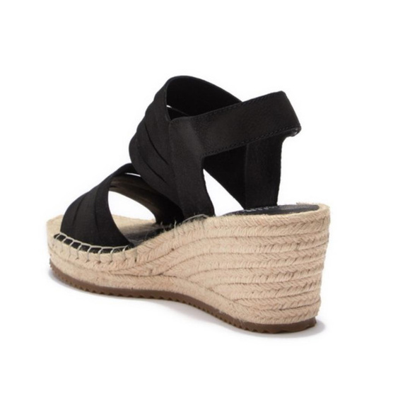 Eileen Fisher Black Espadrille Wedge Sandal Sz 10 - Picture 2 of 8